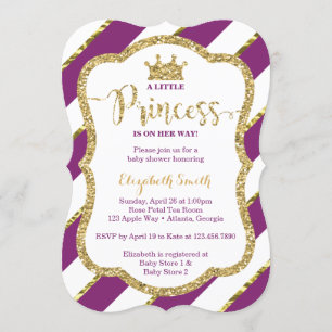 Little Princess Baby Shower Invite, Faux Glitter Invitation