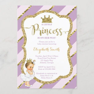 Little Princess Baby Shower Invite, Faux Glitter Invitation