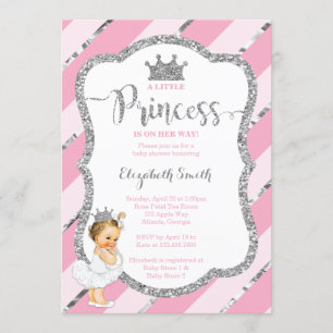 Little Princess Baby Shower Invite, Faux Glitter Invitation