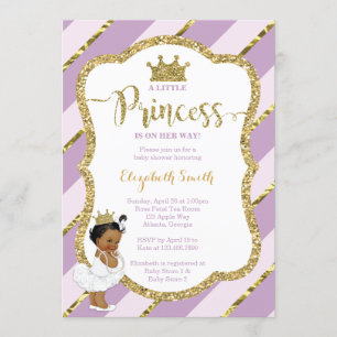 Little Princess Baby Shower Invite, Faux Glitter Invitation