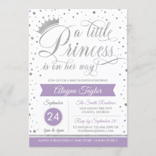 Little Princess Baby Shower Invite, Faux Glitter Invitation