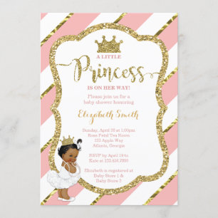 Little Princess Baby Shower Invite, Faux Glitter Invitation