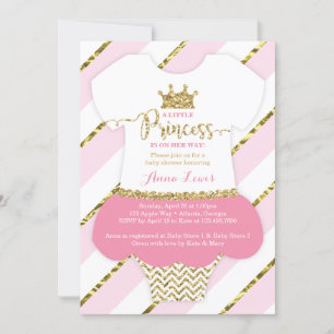 Little Princess Baby Shower Invite, Faux Glitter Invitation