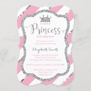 Little Princess Baby Shower Invite, Faux Glitter Invitation
