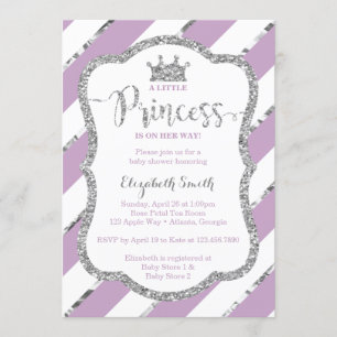 Little Princess Baby Shower Invite, Faux Glitter Invitation