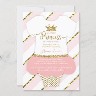 Little Princess Baby Shower Invite, Faux Glitter Invitation