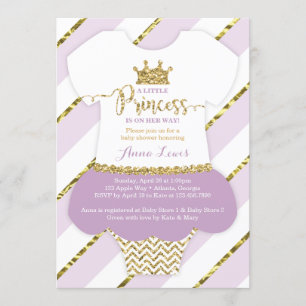 Little Princess Baby Shower Invite, Faux Glitter Invitation