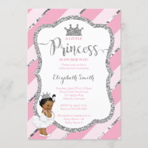 Little Princess Baby Shower Invite, Faux Glitter Invitation