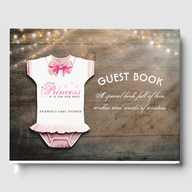 Little Princess Baby Shower Wishes and Wisdom Guest Book (Front)