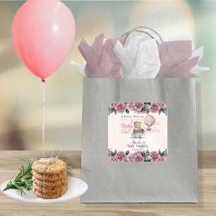 Little Princess Bear Bearly Wait Girl Baby Shower Square Sticker