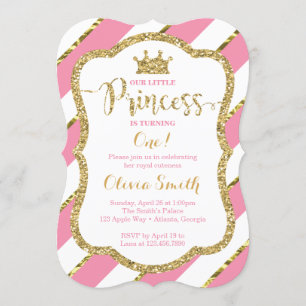 Little Princess Birthday Invitation in Pink & Gold