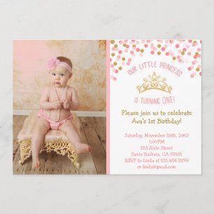 Little Princess Birthday Invitation- Pink and Gold Invitation