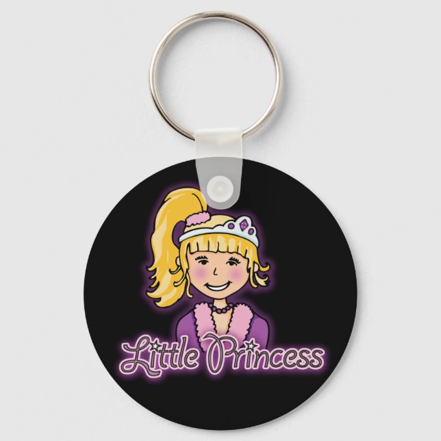 "Little Princess" blonde hair black keychain (Front)