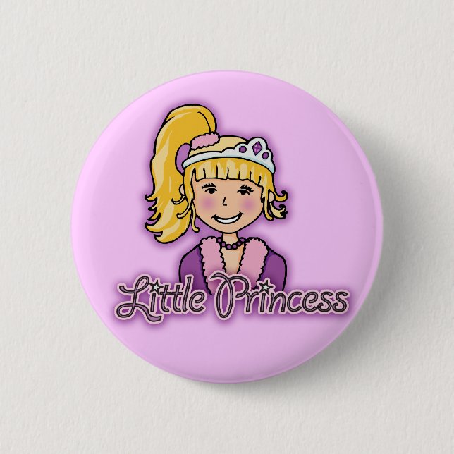 Little Princess blonde hair girl lilac button (Front)
