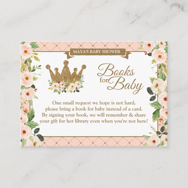 Little Princess Blush Floral Baby's Library Enclosure Card (Front)