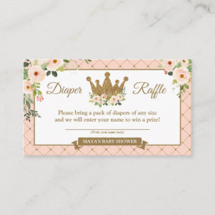 Little Princess Blush Floral Diaper Raffle Ticket Enclosure Card