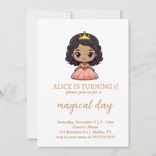 Little Princess Card Digital Birthday invitation (Front)
