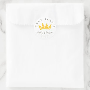 Little Princess Crown Baby Shower Favours Classic Round Sticker