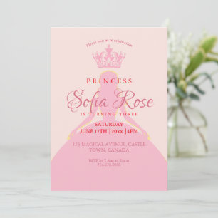 Little Princess Crown Blush Pink Birthday Invitation