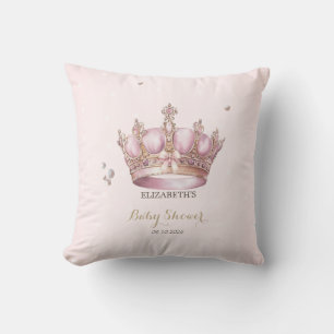 Little Princess Crown Pearls Dots Baby Shower Cushion