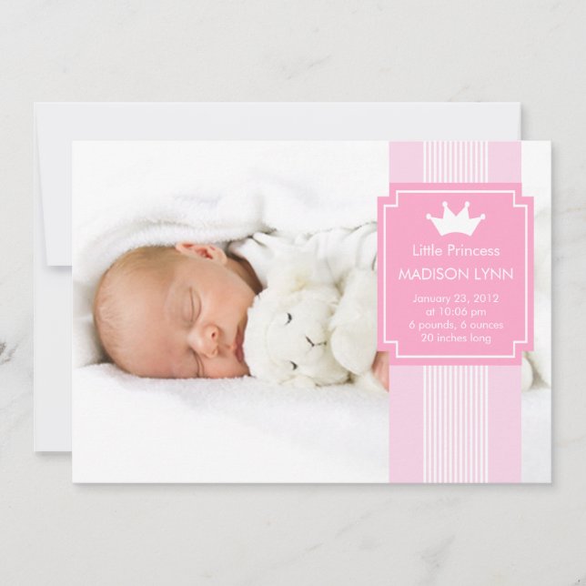 Little Princess CROWN PHOTO Birth Announcement (Front)