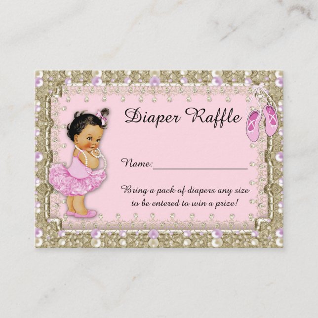 Little Princess Diaper Raffle Tickets, balerina Enclosure Card (Front)