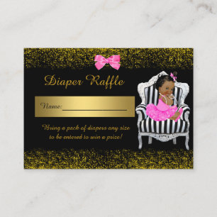 Little Princess Diaper Raffle Tickets, glitterpink Enclosure Card