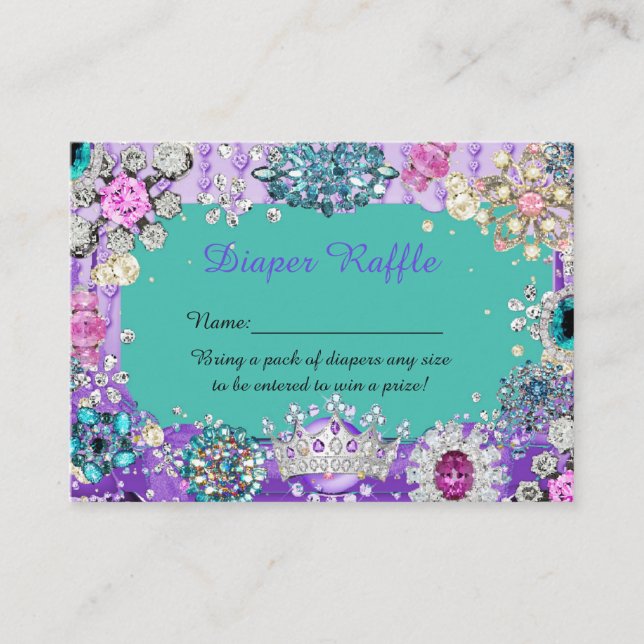 Little Princess Diaper Raffle Tickets, jewellery Enclosure Card (Front)