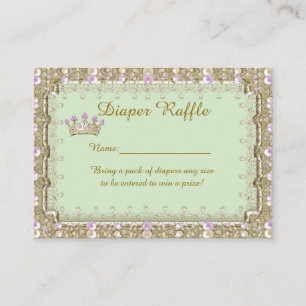 Little Princess Diaper Raffle Tickets, mint Enclosure Card