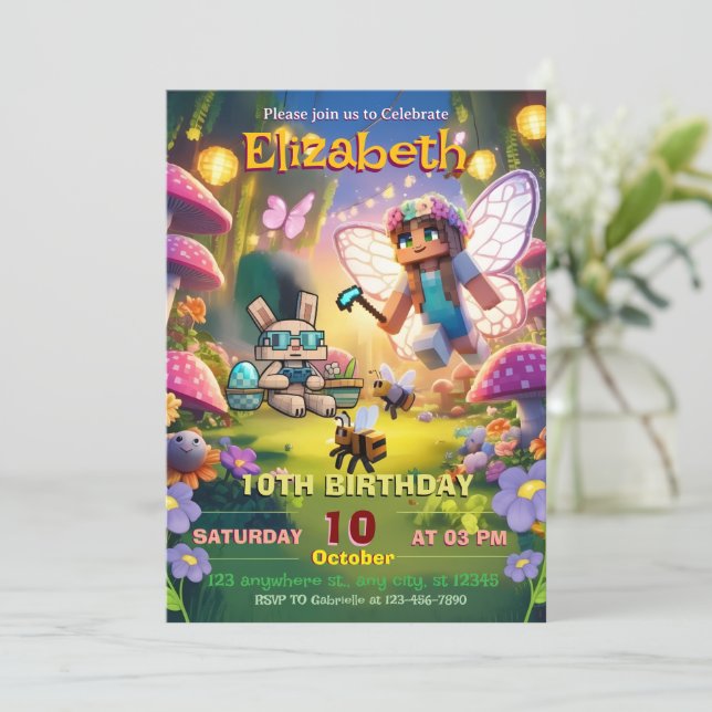 Little princess Fairy Birthday Invitation (Standing Front)