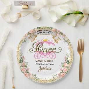 Little Princess Fairy Tale Carriage Baby Girl Paper Plate