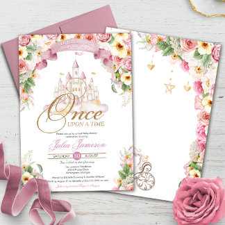 Little Princess Fairytale Castle Girl Baby Shower Invitation