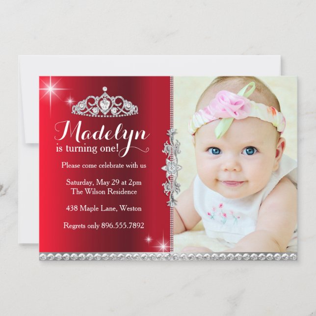 Little Princess First Birthday Invitation (Front)