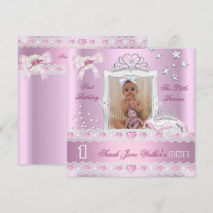 Little Princess First Birthday Party Photo Invitation