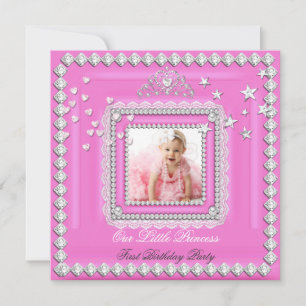 Little Princess First Birthday Party Photo Invitation