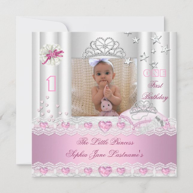 Little Princess First Birthday Party Photo Invitation (Front)