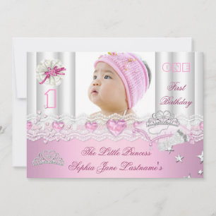 Little Princess First Birthday Party Photo Invitation