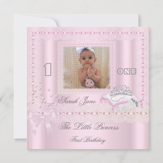 Little Princess First Birthday Party Photo Invitation (Front)