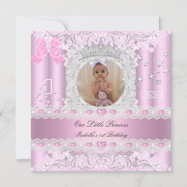 Little Princess First Birthday Party Photo Invitation (Front)