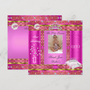 Little Princess First Birthday Party Photo Pink Invitation