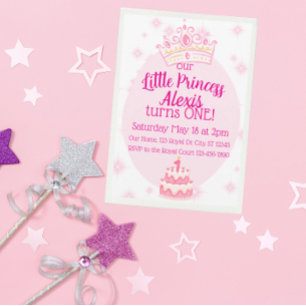 Little Princess First Birthday, Pink Crown Invitation