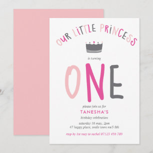 Little Princess First Birthday Pink Party Invitation