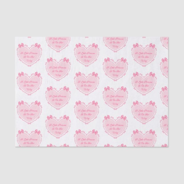 little princess ,girl baby shower pink hearts  tissue paper (Front)