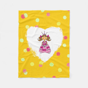 little princess girl (brown hair) fleece blanket
