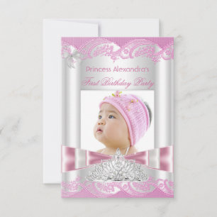 Little Princess Girl First Birthday Party Photo Invitation