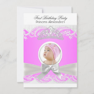 Little Princess Girl First Birthday Party Photo Invitation