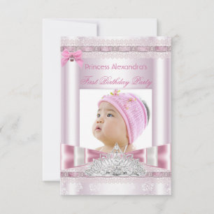 Little Princess Girl First Birthday Party Photo Invitation