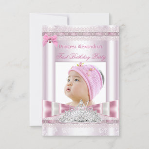 Little Princess Girl First Birthday Party Photo Invitation