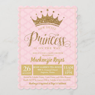 Little Princess Gold Crown Baby Shower Invitation