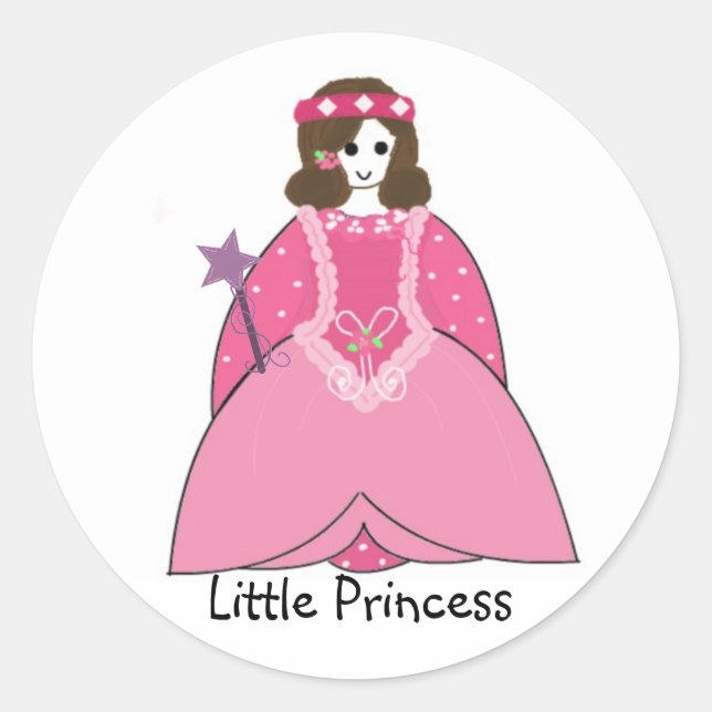 Little Princess in a Pink Gown Classic Round Sticker (Front)
